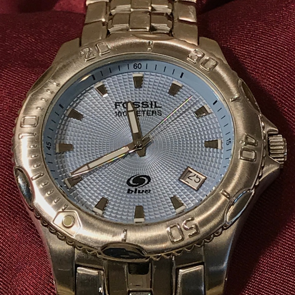 Men's Fossil Blue Line Textured Watch